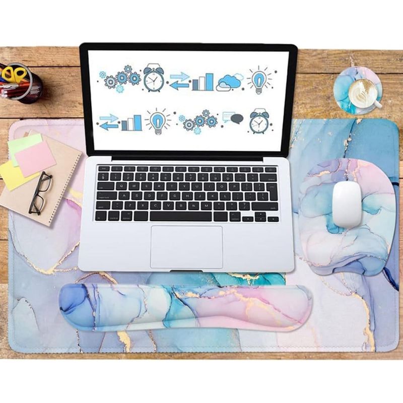 kit mousepad ergonômico wb com 4 peças azul a-mbi