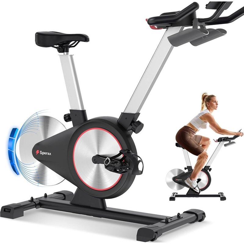 bicicleta ergométrica sperax com display led preto e vermelho a-mbi