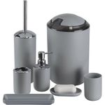 conjunto de acessórios para banheiro imavo 7 peças cinza a-mbi