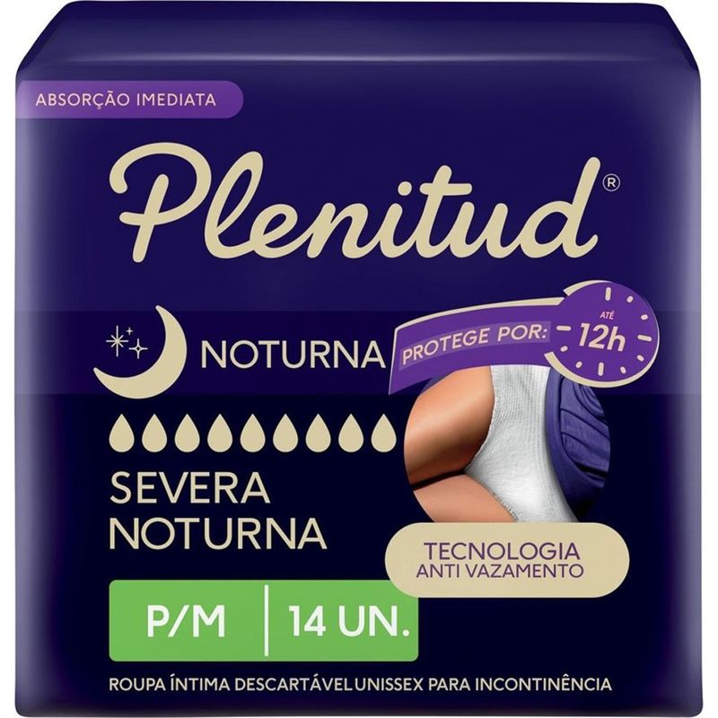 roupa íntima plenitud noturna para incontinência p/m 14 unidades