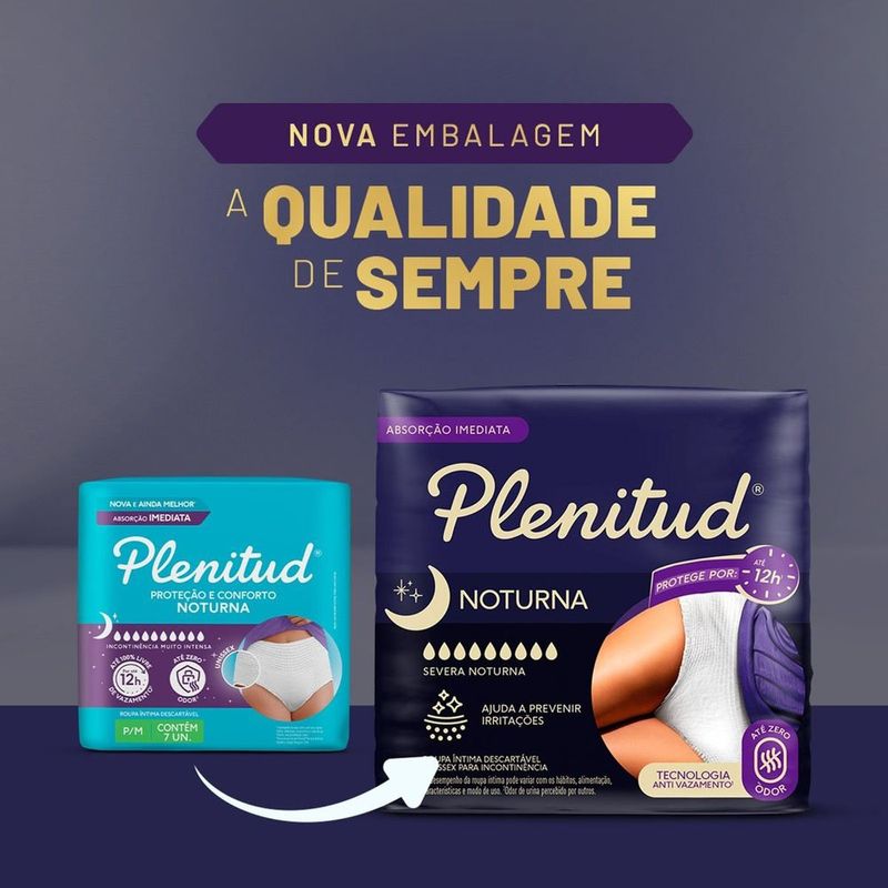 roupa íntima plenitud noturna para incontinência p/m 14 unidades
