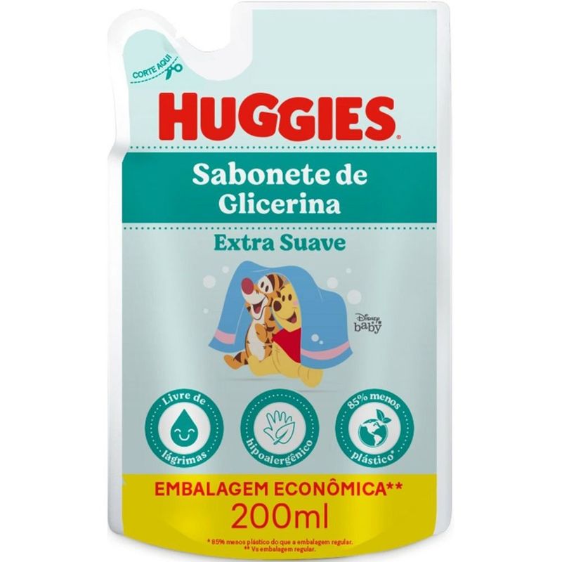 sabonete líquido huggies extra suave refil 200ml
