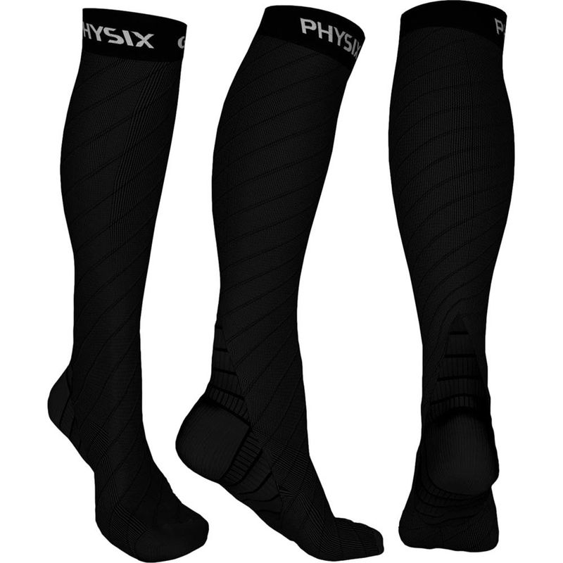 meias de compressão pequeno médio 3 pares physix preto a-mbi