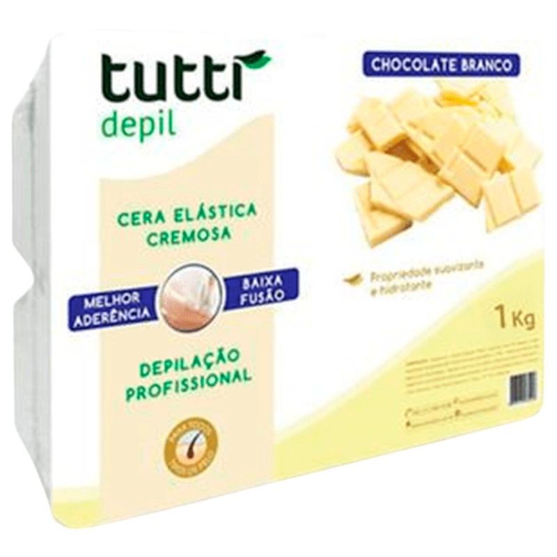 cera depilatória elástica tutti depil chocolate branco 1kg (mp)