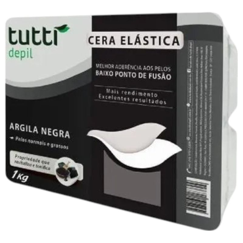 cera depilatória elástica tutti depil argila negra 1kg (mp)