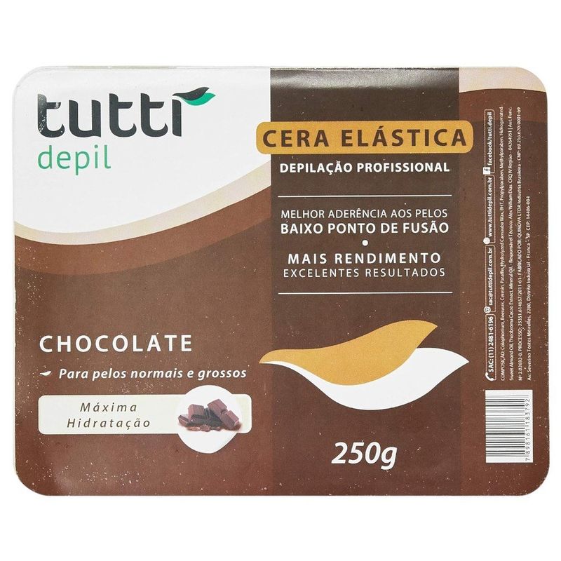 cera depilatória elástica tutti depil chocolate 250g (mp)