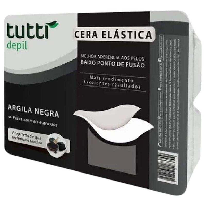 cera depilatória elástica tutti depil argila negra 250g (mp)