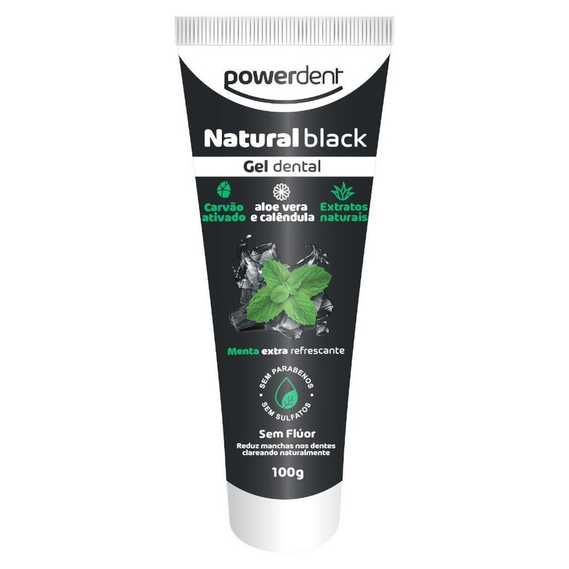 gel dental powerdent natural black 100g (mp)