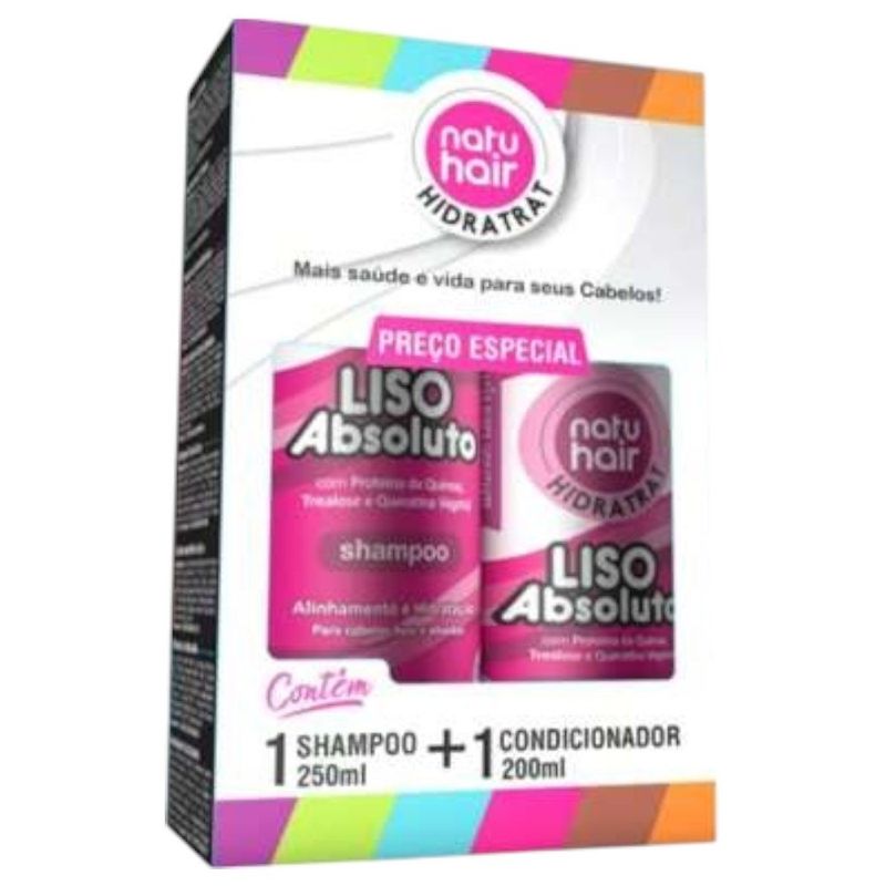 kit natuhair lisos shampoo 250ml e condicionador 200ml (mp)