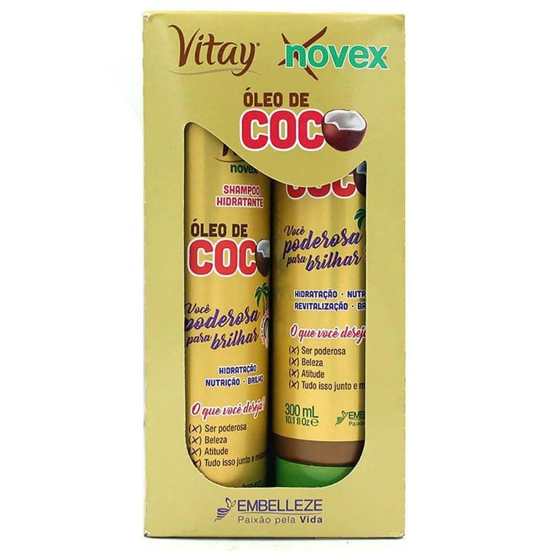kit shampoo 300ml e condicionador 300ml novex óleo de coco