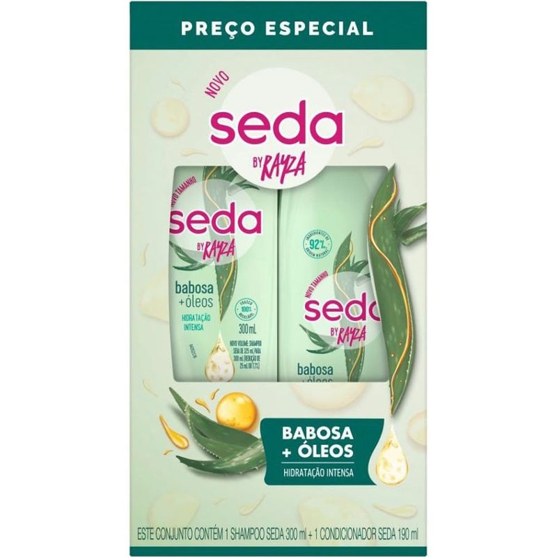 kit shampoo 300ml e condicionador 190ml seda babosa + óleos