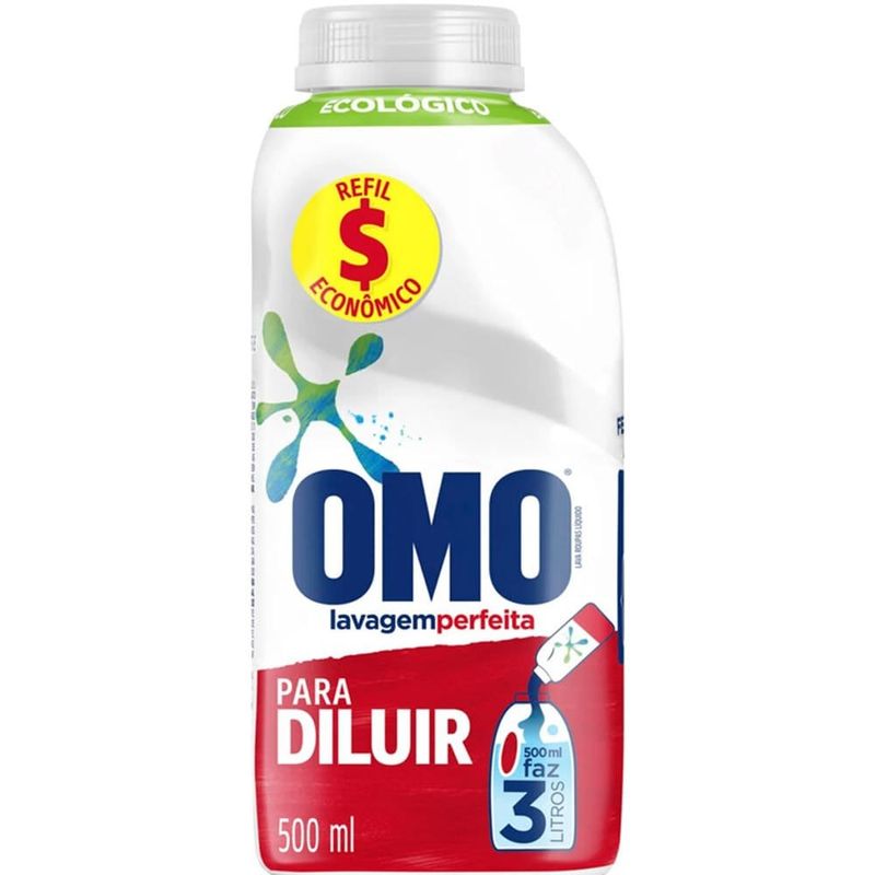 lava-roupas concentrado omo para diluir refil 500ml
