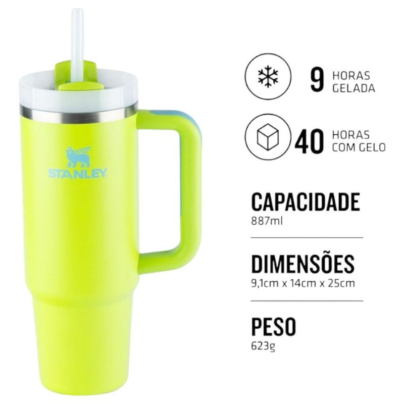 garrafa térmica stanley quencher 2.0 887ml bright lime 8354 (mp)