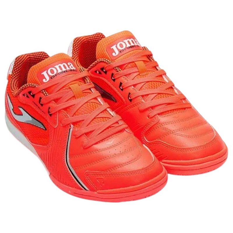 chuteira futsal n° 39 joma dribling branco e vermelho (mp)