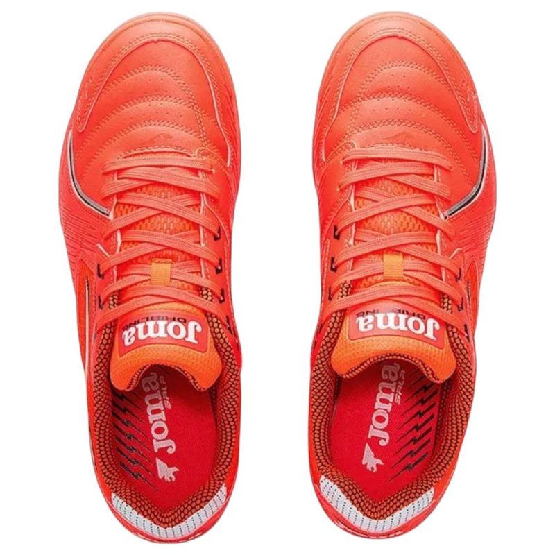chuteira futsal n° 39 joma dribling branco e vermelho (mp)