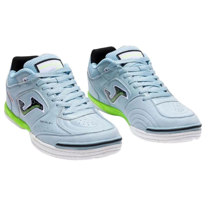 Chuteira Futsal n°39 Joma Top Flex Verde e Azul