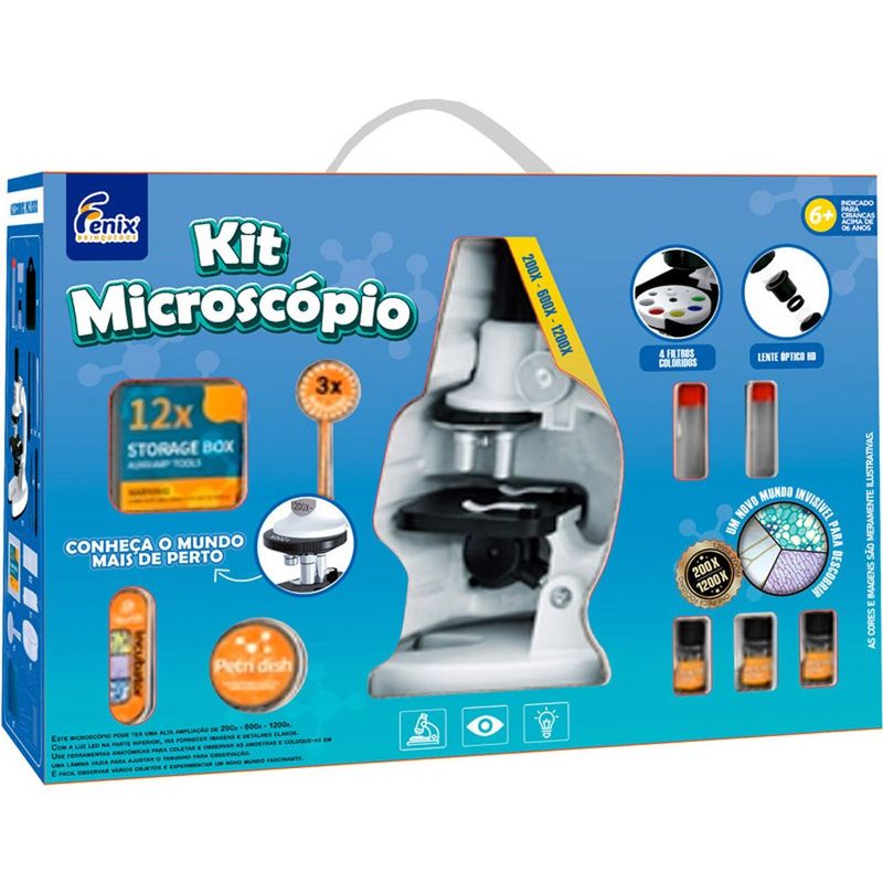 brinquedo kit microscópio infantil fenix mmp 489