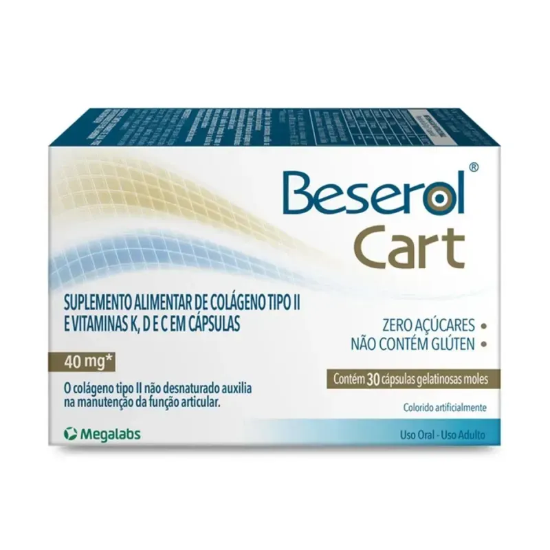 beserol cart colágeno tipo ii 30 cápsulas gelatinosas moles megalabs