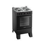 fogão 4 bocas atlas milão plus com mesa de inox bivolt preto 300001771