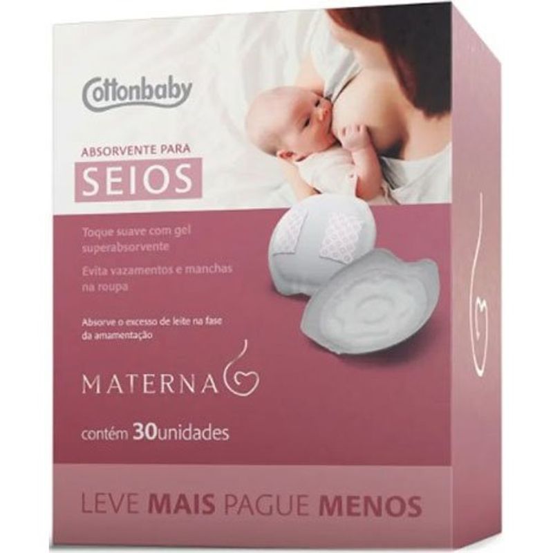 absorvente para seios cottonbaby materna anatômico