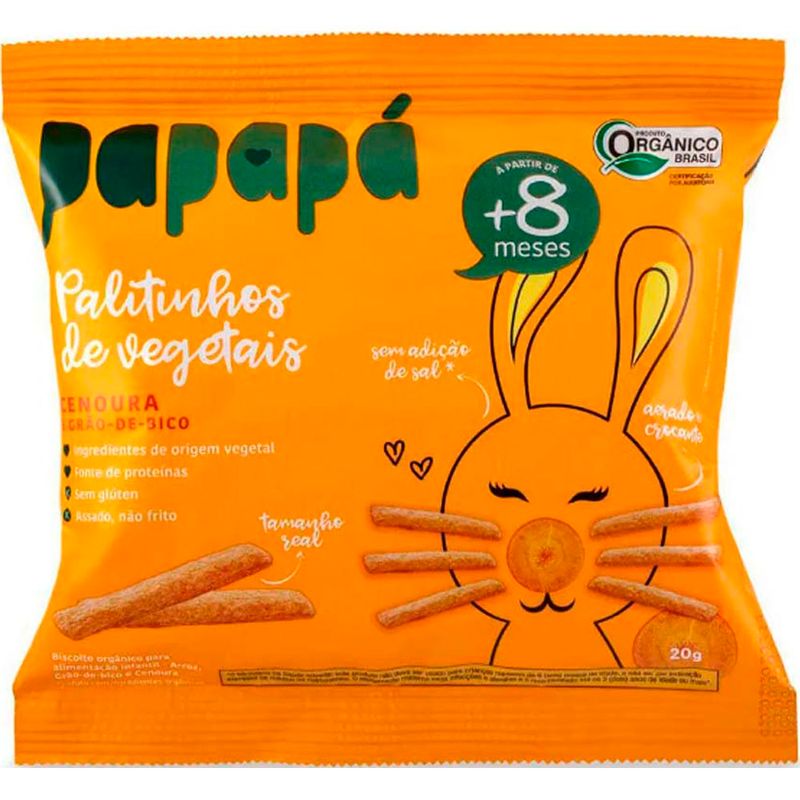 biscoito palitinhos papapá cenoura e grão de bico 20g