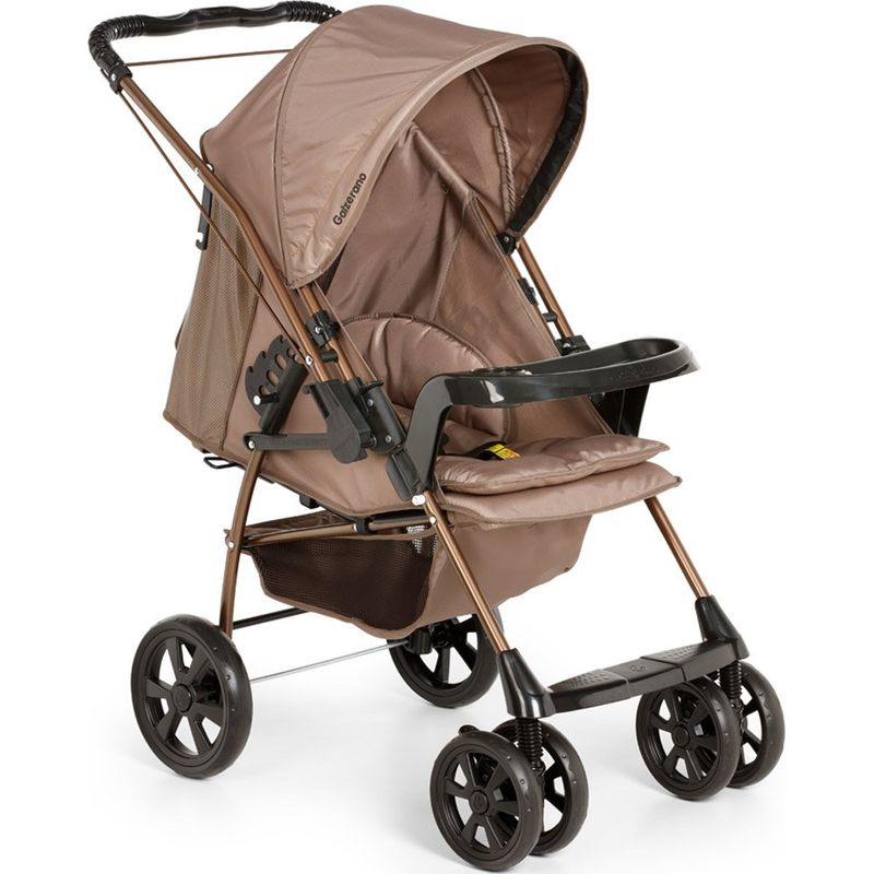 carrinho de bebê galzerano milano reversível iii cor chocolate com preto
