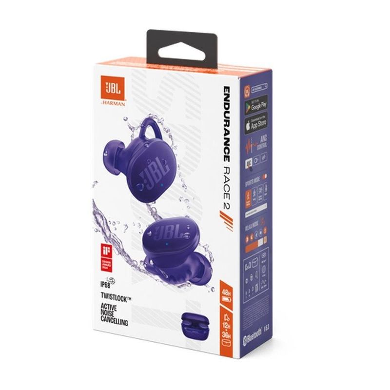 fone intra-auricular jbl tws bluetooth endurance race 2 púrpura (mp)