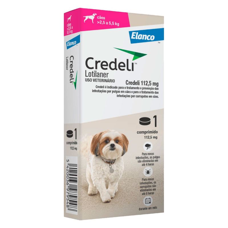 anti-pulgas credeli elanco 112,5mg para cães 2,5 a 5,5kg (mp)