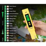 kit medidor digital de ph e tds 3 em 1 vivosun azul e amarelo a-mbi