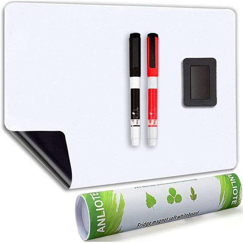 quadro magnético para geladeira anliote com 2 marcadores e apagador branco a-mbi