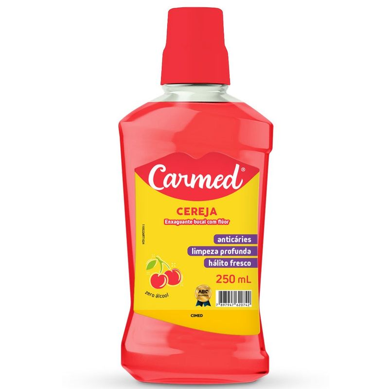 enxaguante bucal sabor cereja 250ml carmed