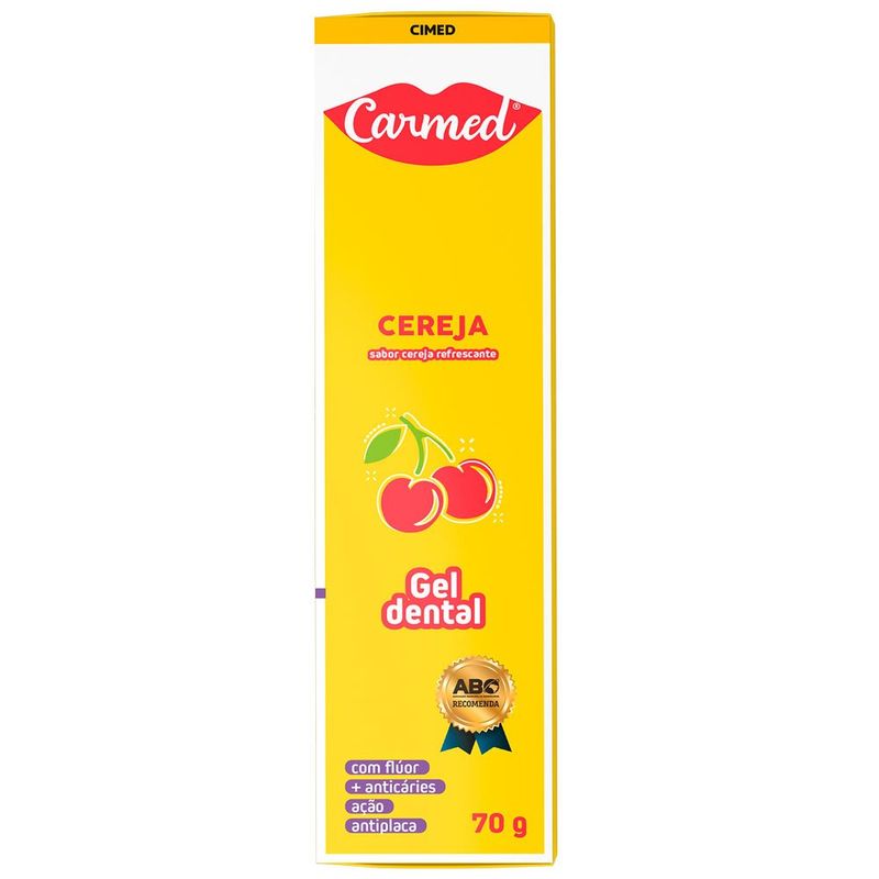 gel dental carmed sabor cereja com flúor 70g