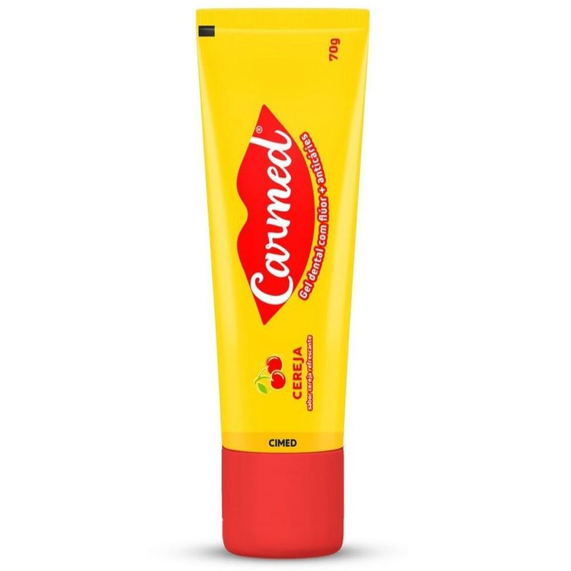 gel dental carmed sabor cereja com flúor 70g