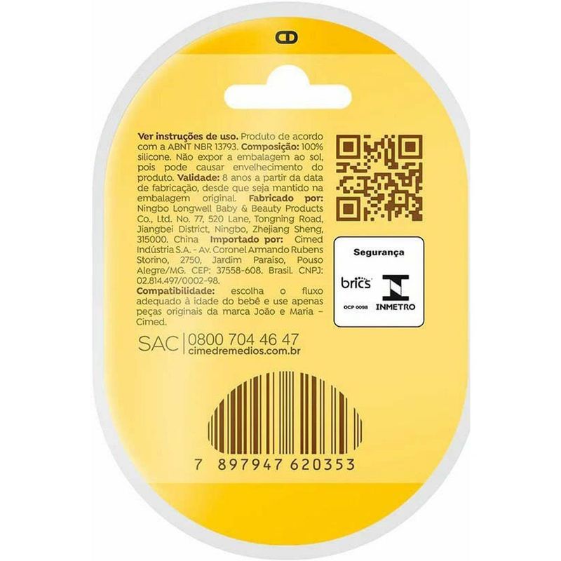 bico de mamadeira joão e maria silicone fluxo variável 0-6+ meses 1 unidade cimed