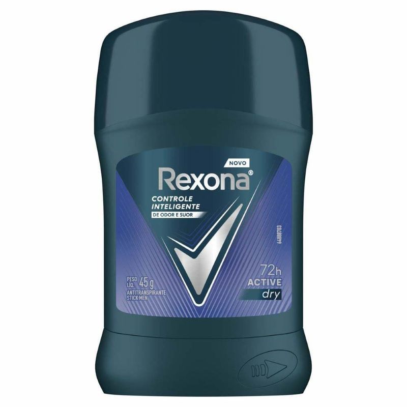 desodorante antitranspirante stick rexona men active dry 45g