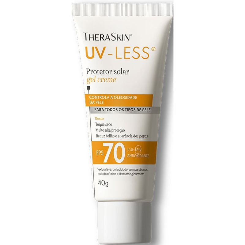 protetor solar facial gel creme uv-less fps70 40g theraskin
