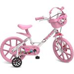 bicicleta aro 14 hello kitty bandeirante branco e rosa