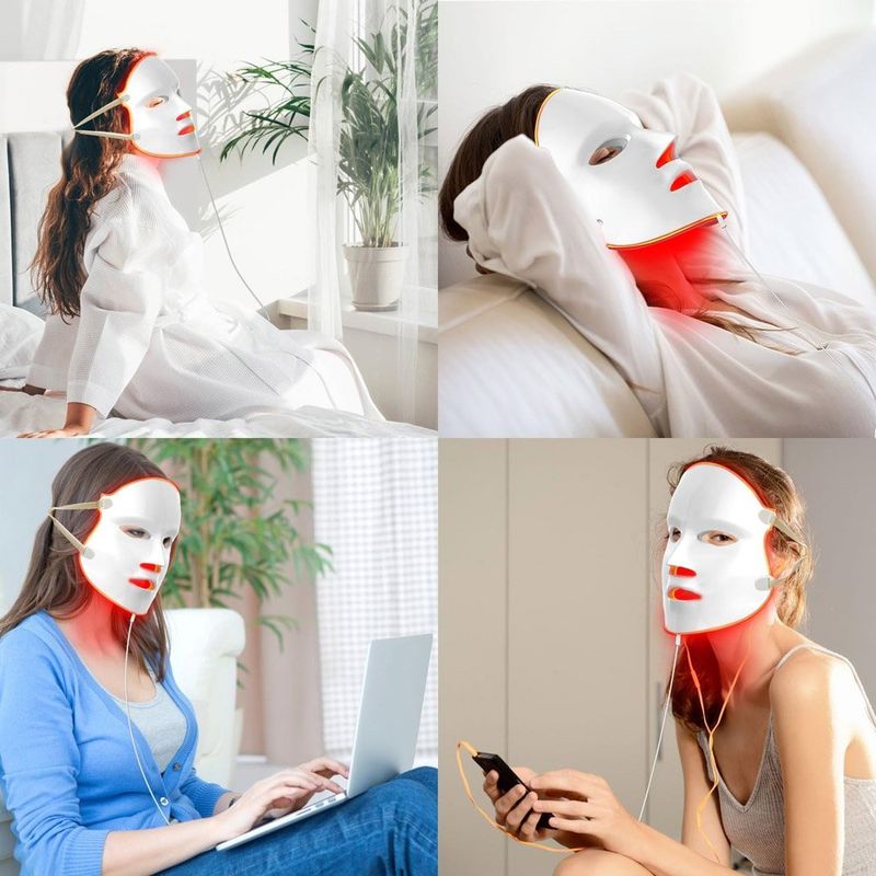 máscara facial led 7 cores aphrona branca a-mbi