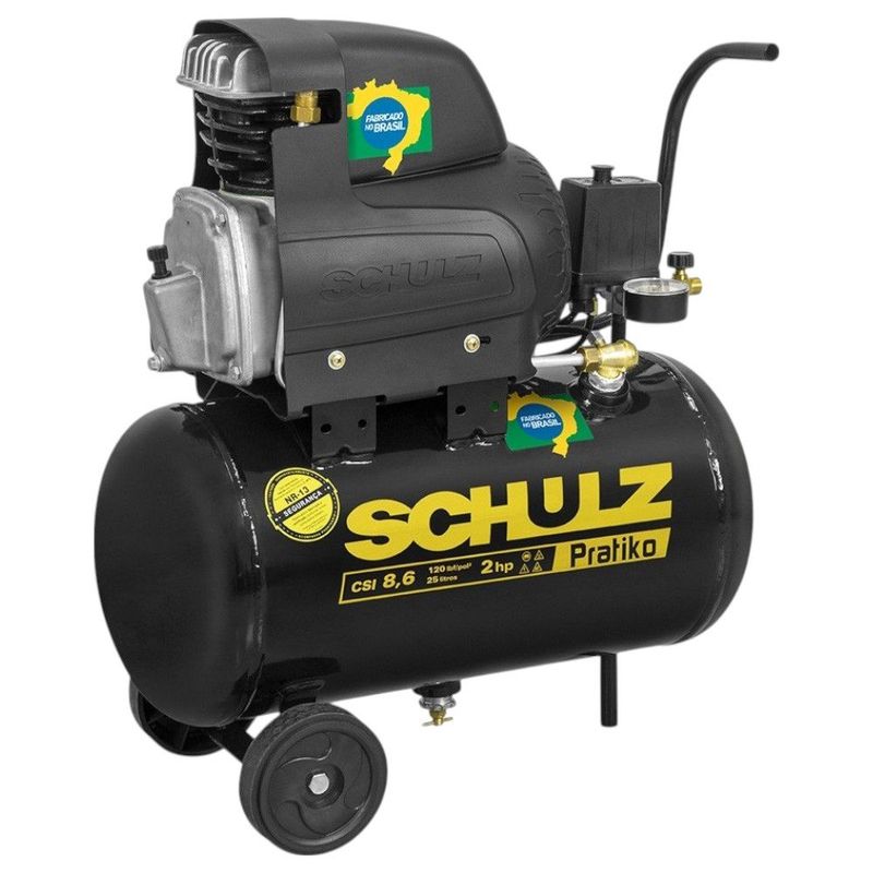 motocompressor de ar schulz 2hp 25l 8,6pcm 127v pratiko (mp)