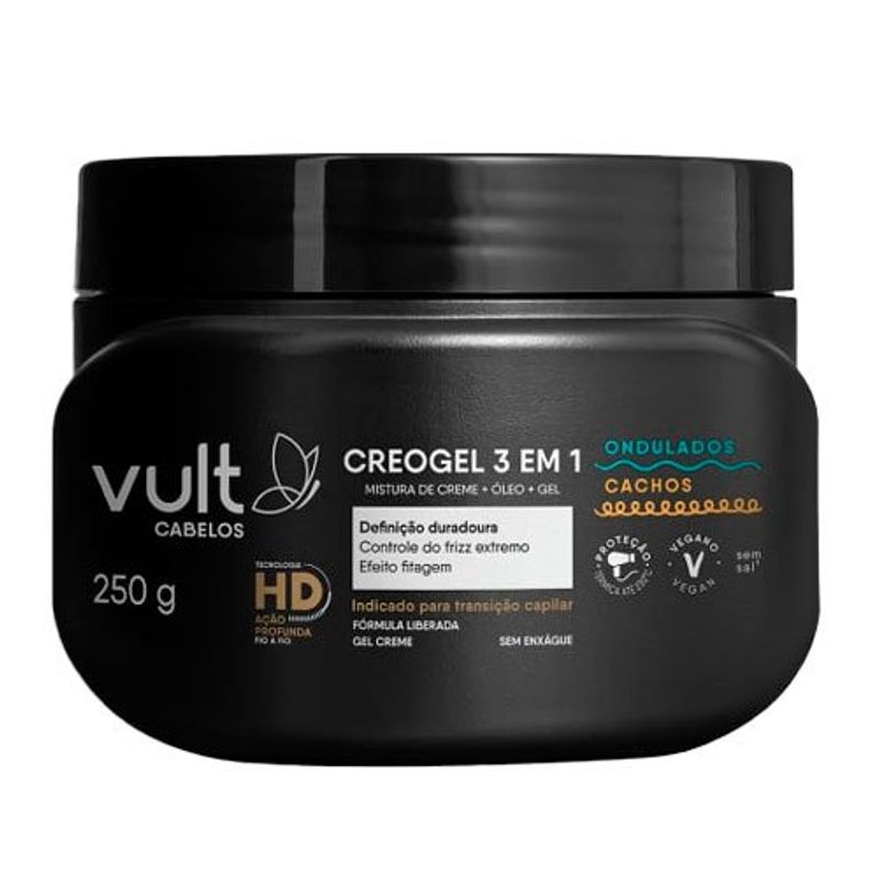 creme de pentear vult creogel 3 em 1 definição duradoura 250g