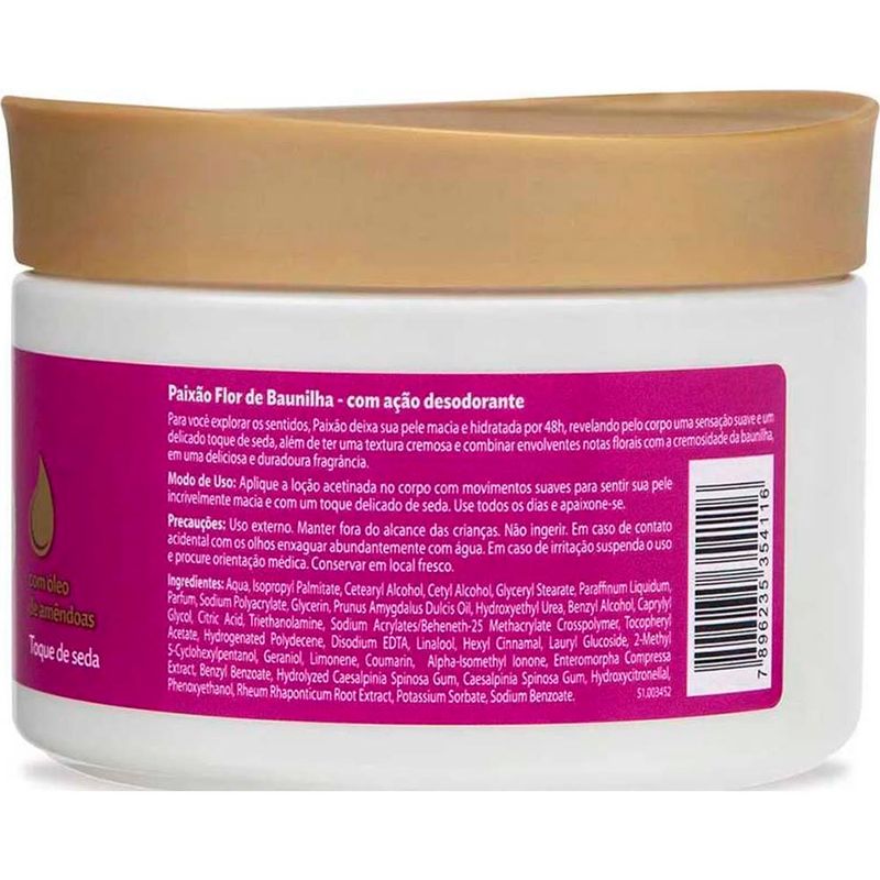 loção hidratante corporal paixão flor de baunilha 300g