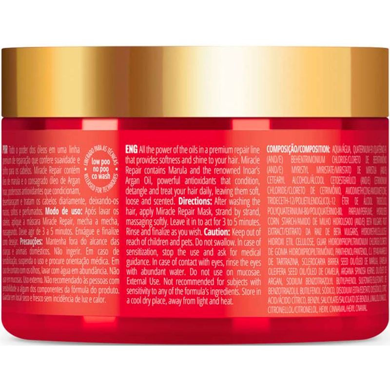 máscara reparadora capilar inoar miracle repair 250g