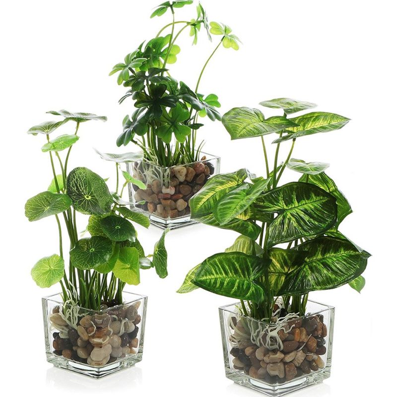 plantas conjunto de 3 peças planta artificial mygift transparente a-mbi