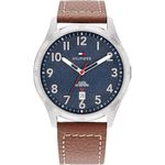 relógio tommy hilfiger masculino 1710559 aço inoxidável marrom e cinza a-bi