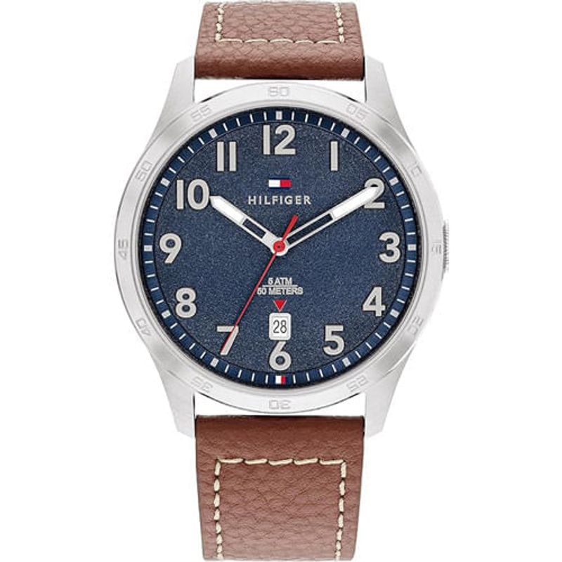 relógio tommy hilfiger masculino 1710559 aço inoxidável marrom e cinza a-bi