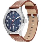 relógio tommy hilfiger masculino 1710559 aço inoxidável marrom e cinza a-bi