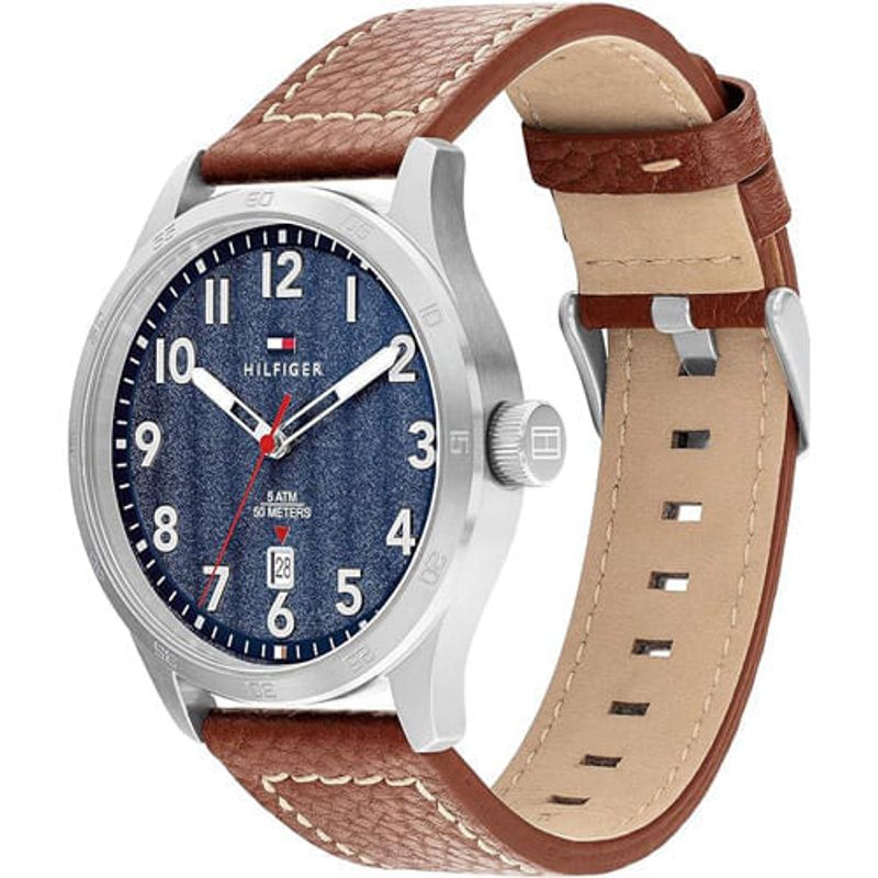 relógio tommy hilfiger masculino 1710559 aço inoxidável marrom e cinza a-bi