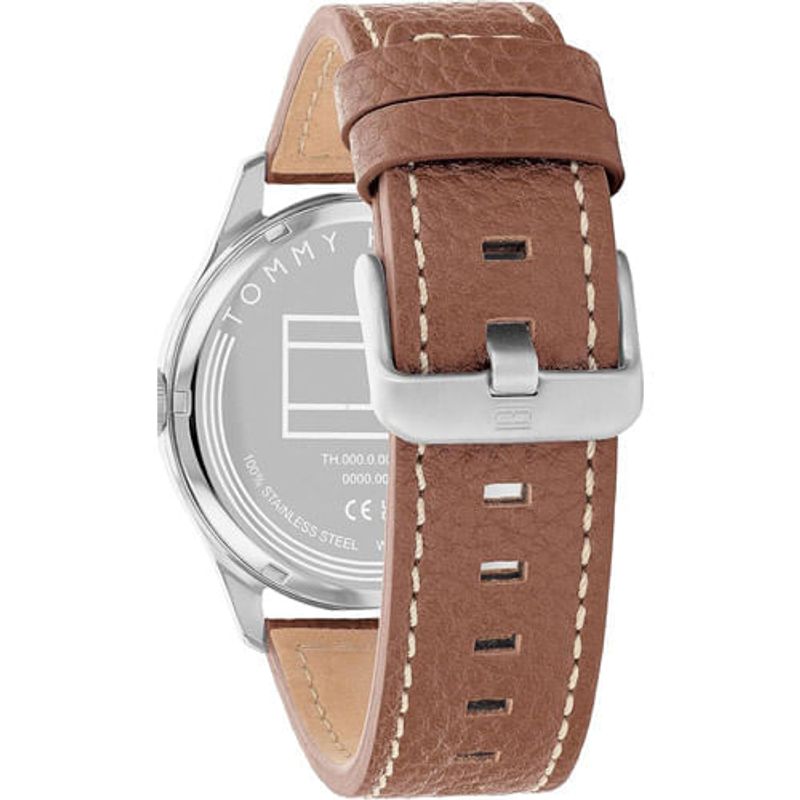 relógio tommy hilfiger masculino 1710559 aço inoxidável marrom e cinza a-bi