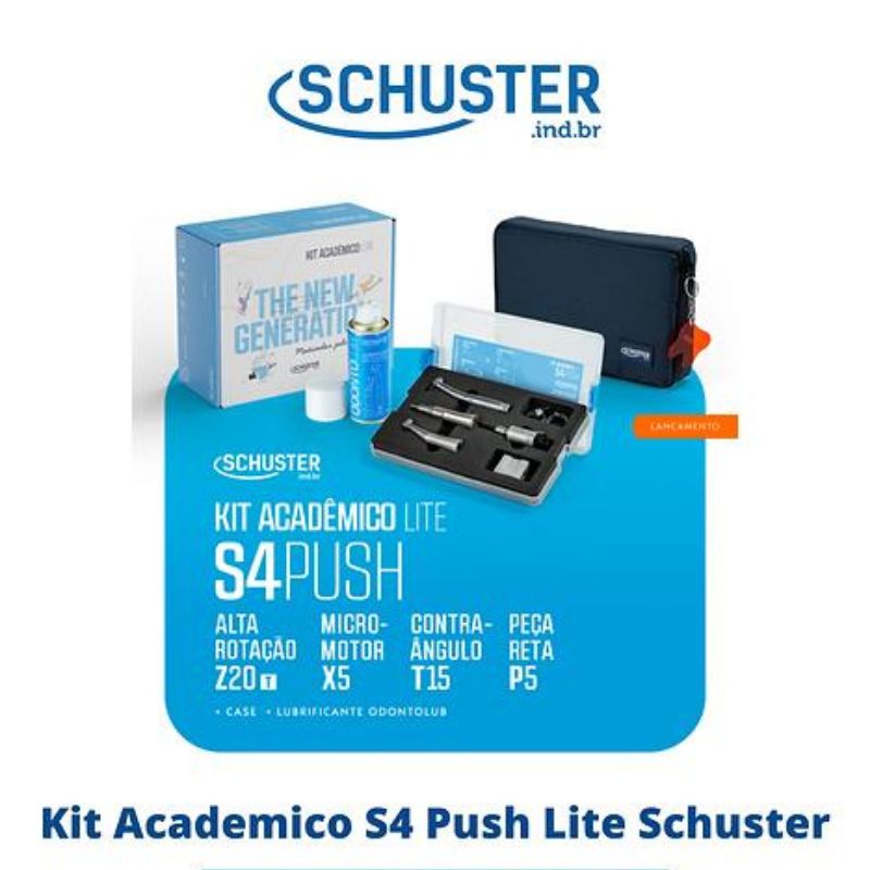 kit acadêmico odontológico schuster peças de mão s4 push lite (mp)