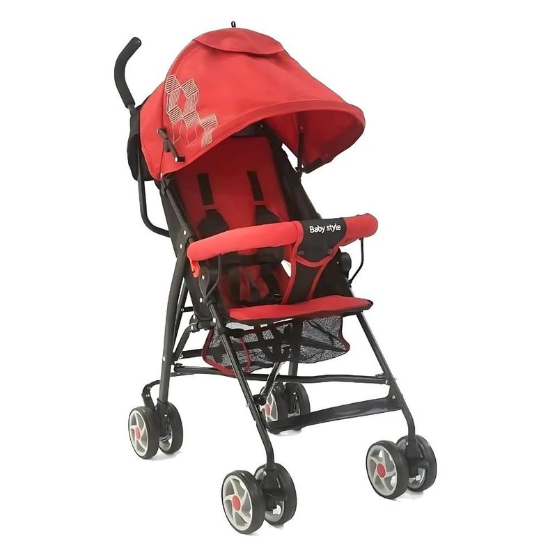 carrinho de bebê baby style umbrella vermelho e preto 2298 (mp)